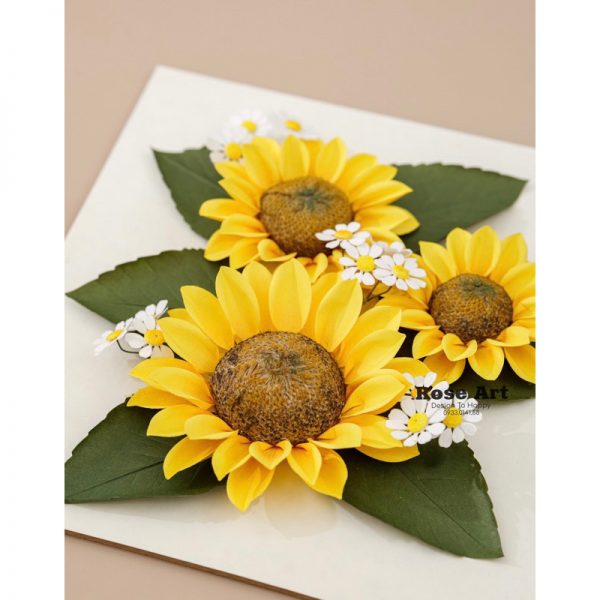 Tranh Hoa Giấy Handmade Trang Trí Tranh Hoa Hướng Dương Size 25 Cm 25cm2