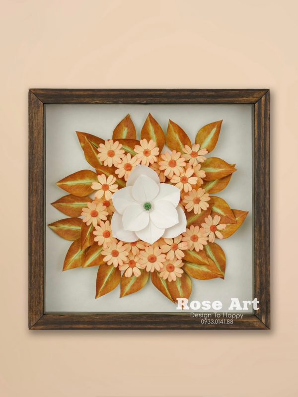 Tranh Hoa Giấy Handmade Trang Trí Tranh Hoa Lá Thu Nâu Size 25cm 25 Cm 4cm